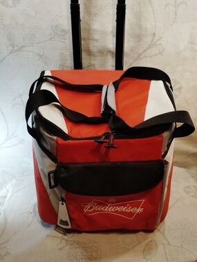 Budweiser Red and White Insulated  Rolling Cooler Bag